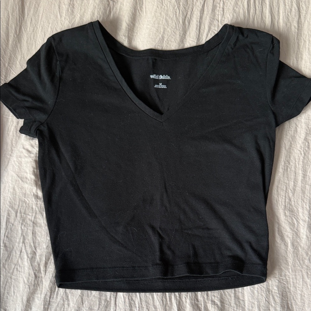 Wild Fable Black V-Neck Crop Top